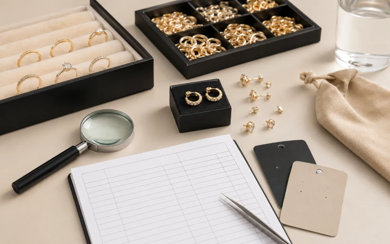 ODM jewelry quality control inspection with approved samples plating checks stones and packaging review