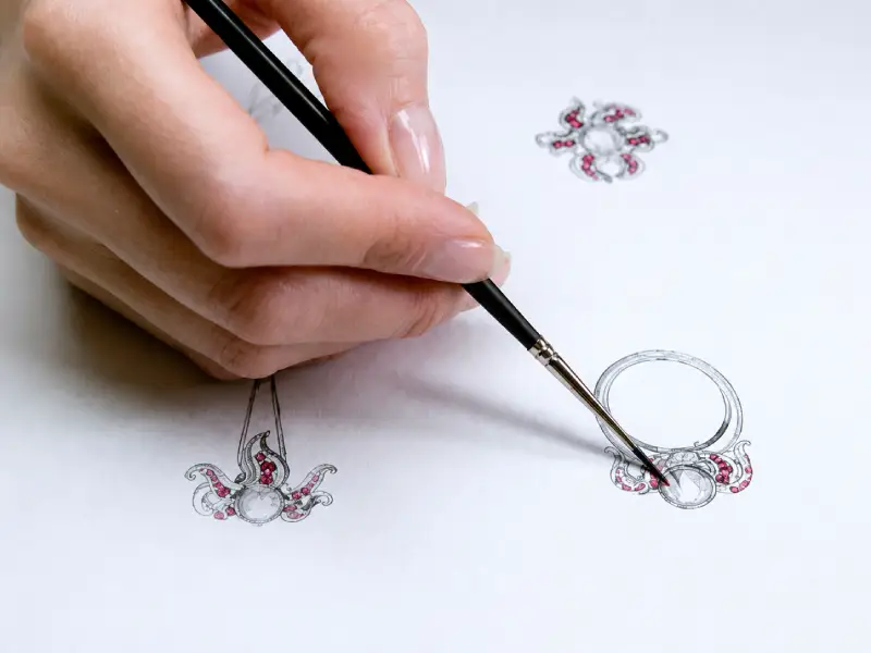 Jewelry designer creating a custom jewelry sketch