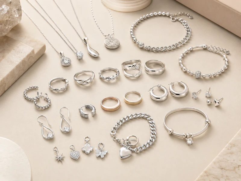 Custom 925 sterling silver rings earrings necklaces and bracelets with polished and plated finishes