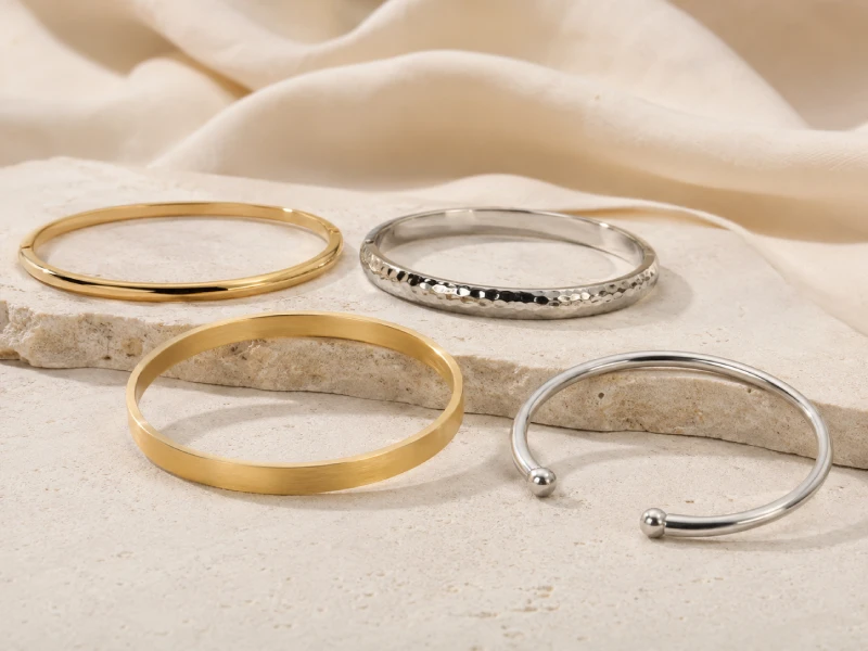 Custom metal bangle bracelets developed for jewelry brands