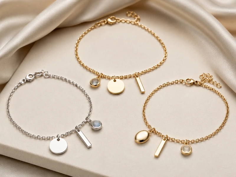 Custom charm bracelets with branded charms and secure attachments