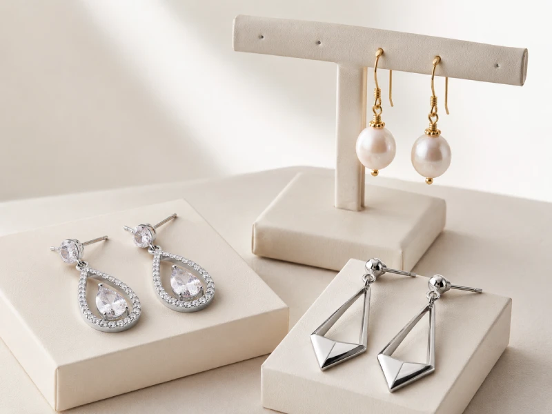 Custom drop earrings manufacturer with pearl and stone options