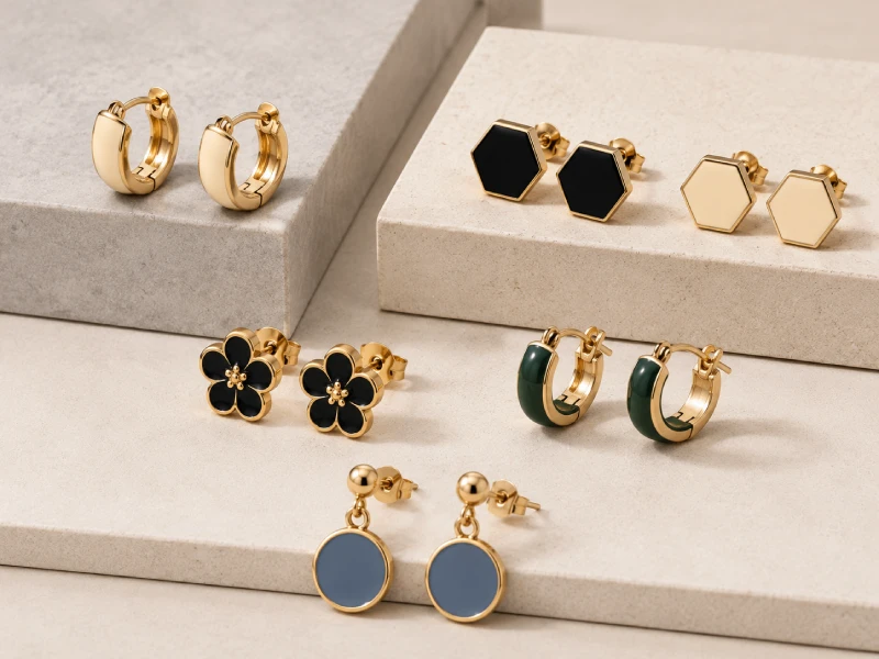 Custom enamel earrings with seasonal color options