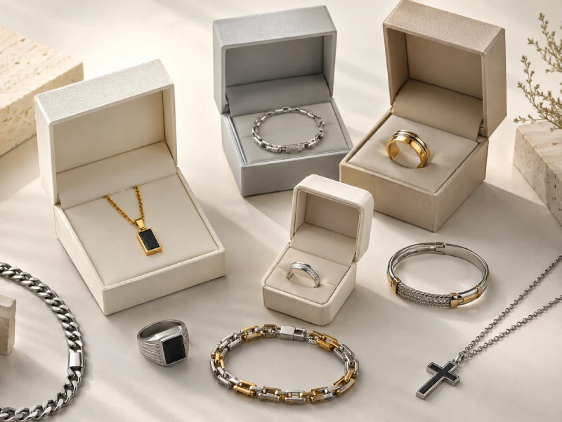 Custom jewelry boxes for private label stainless steel jewelry collections