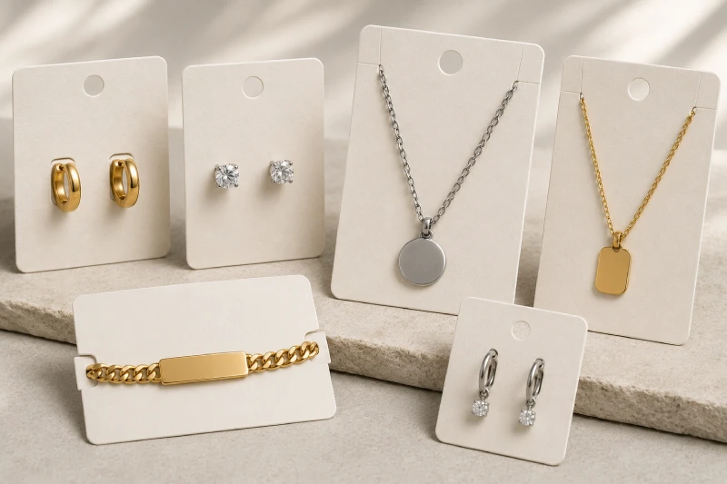 Custom jewelry cards for private label stainless steel jewelry