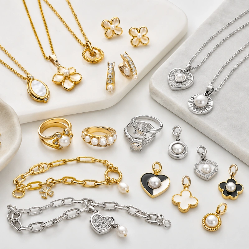 Custom earrings and necklace collection developed for a fashion jewelry brand