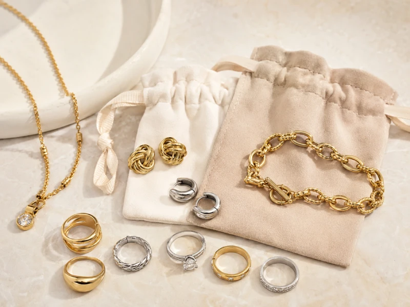 Custom jewelry pouches for stainless steel jewelry private label orders