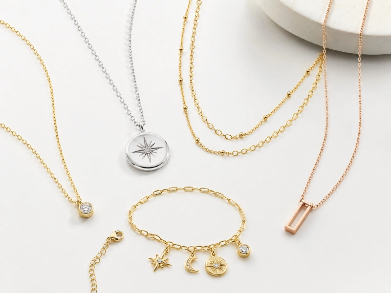 Custom necklace samples prepared for private label jewelry production