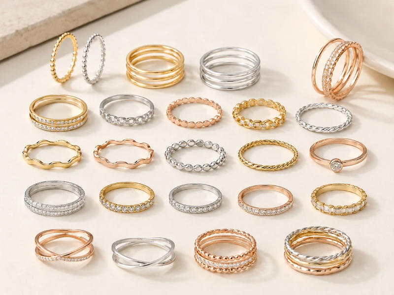 Custom stackable rings for fashion jewelry collections