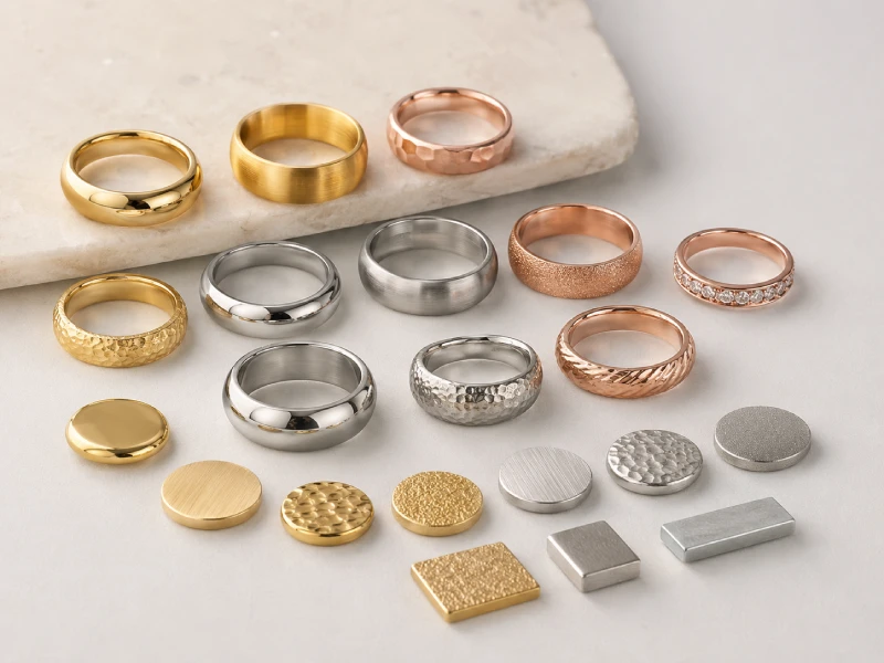 Custom ring materials plating colors and surface finish samples