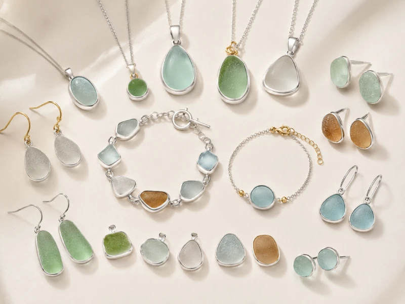 Custom sea glass jewelry for coastal resort gift and boutique collections