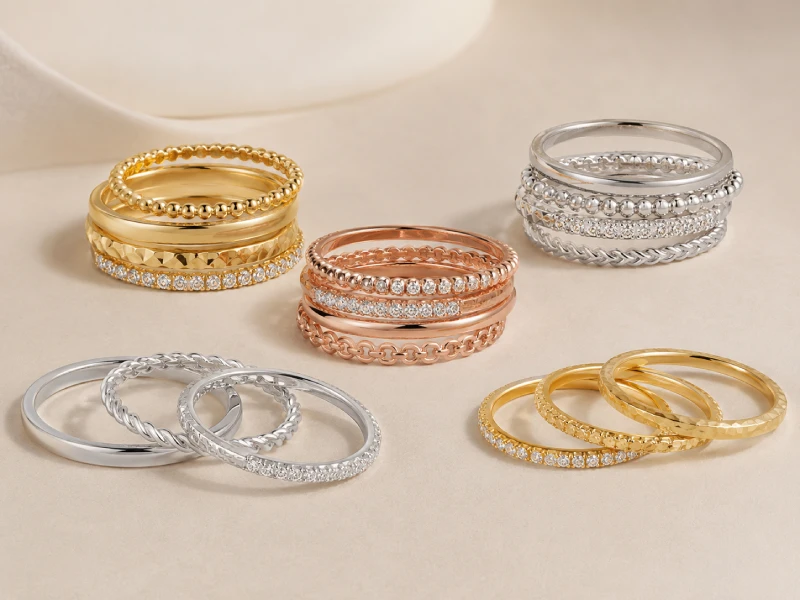 Custom stackable rings for fashion jewelry brands