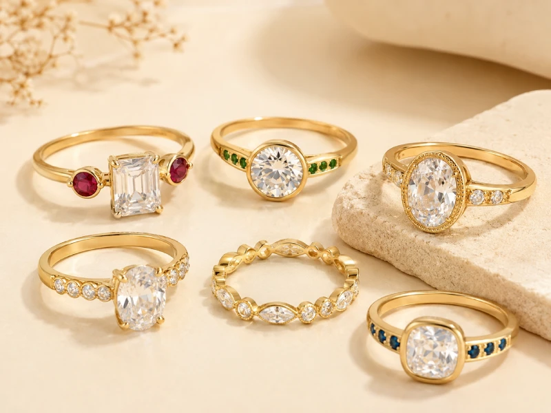 Custom stone rings with setting and plating options