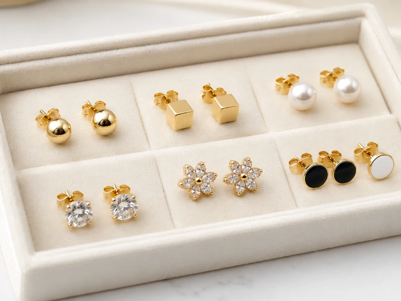 Custom minimalist stud earrings for private label jewelry brands