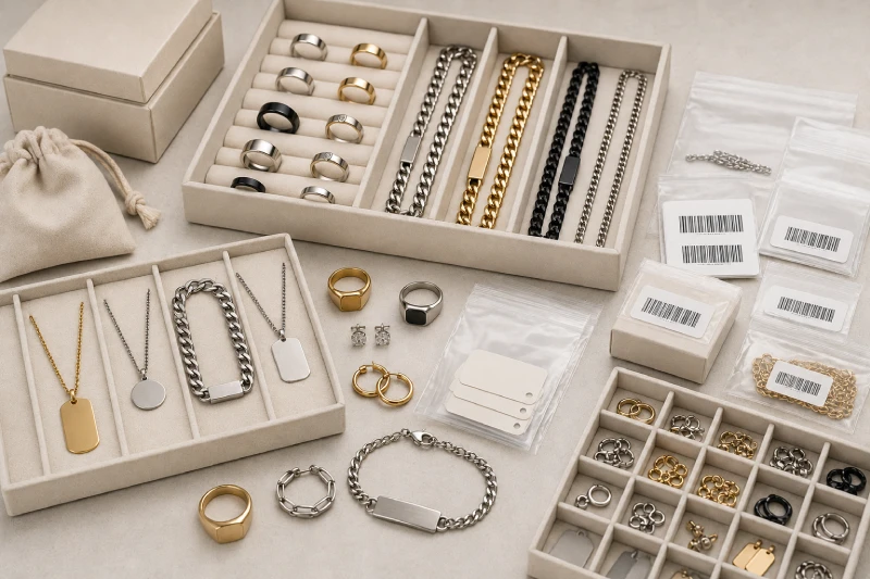 SKU labels and barcode stickers for private label jewelry packaging