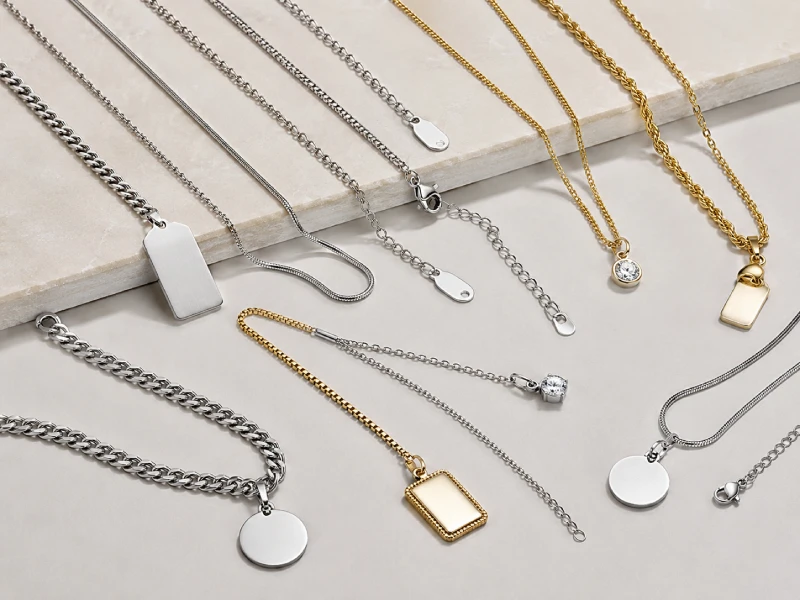 Custom stainless steel necklaces with chains and pendants