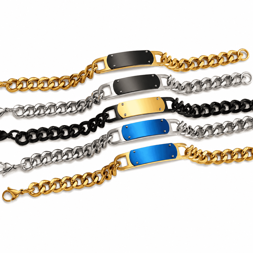 Engraved ID chain bracelet for wholesale custom jewelry orders